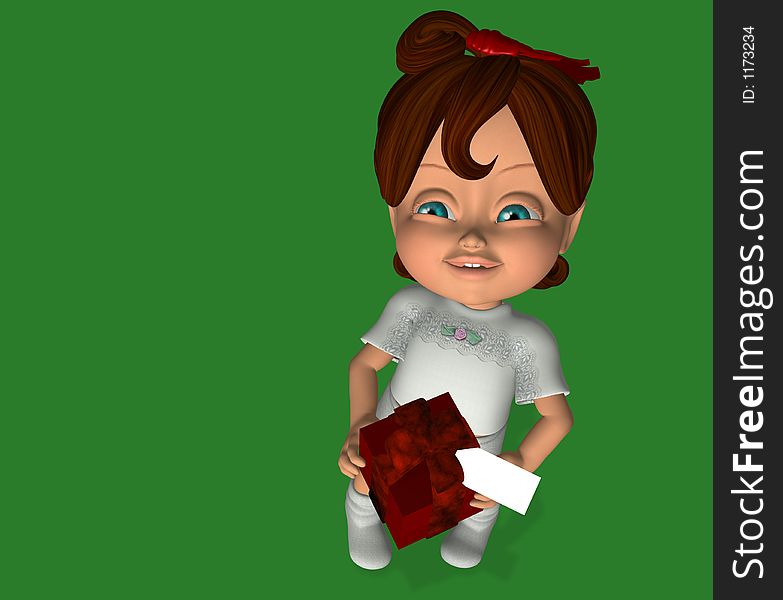 Doll giving you a present. Has blank tag. Doll giving you a present. Has blank tag.