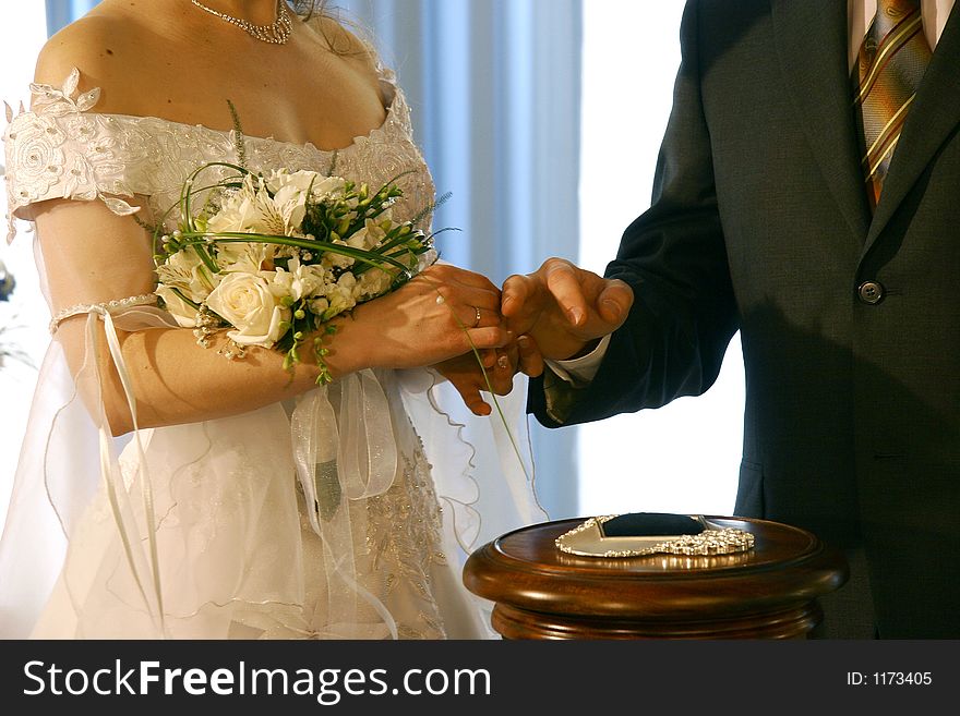 Ceremony with wedding rings. Ceremony with wedding rings