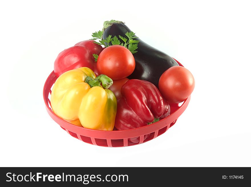Fresh vegetables in basket - isolated