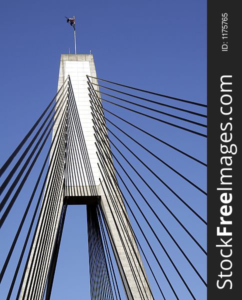 Anzac Bridge, Sydney, Australia: ANZAC Bridge is the longest cable-stayed bridge in Australia, and amongst the longest in the world.