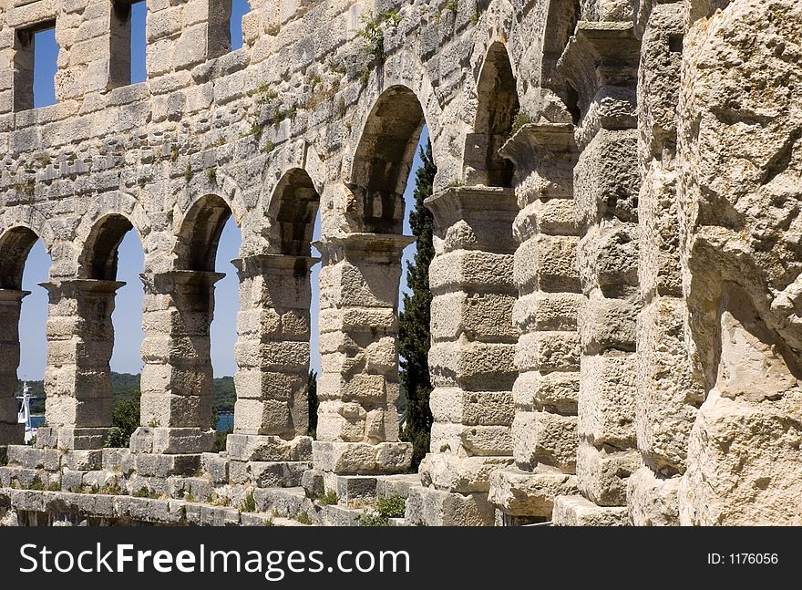 Roman amphitheatre in Pula in Croatia