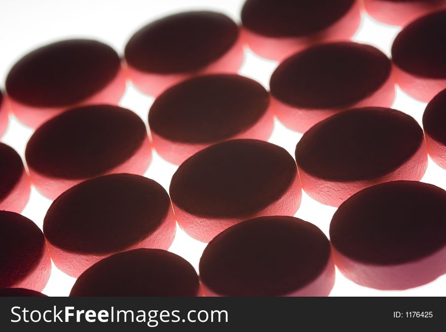 Set of pink (red) pills. Set of pink (red) pills.