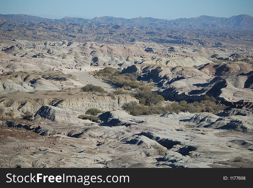 Geological rock formations in Ischigualasto national park