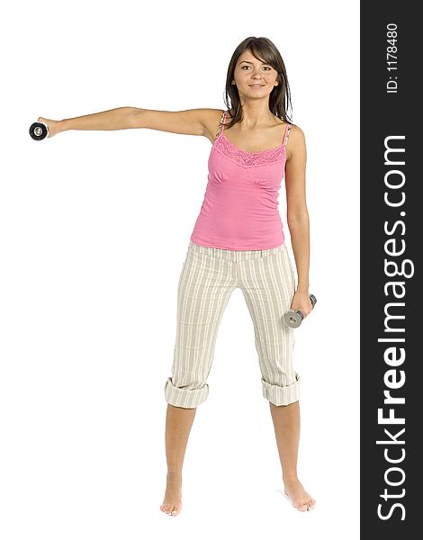 Isolated sport dressed training woman