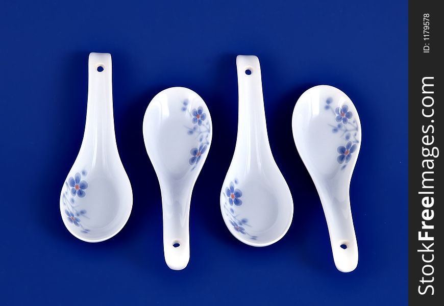 Chinese spoon set on a blue background. Chinese spoon set on a blue background