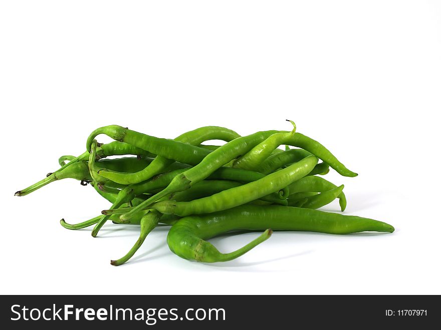 A bunch of green peppers