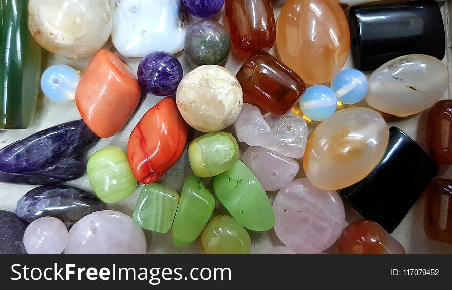 Colorful semiprecious stones closeup