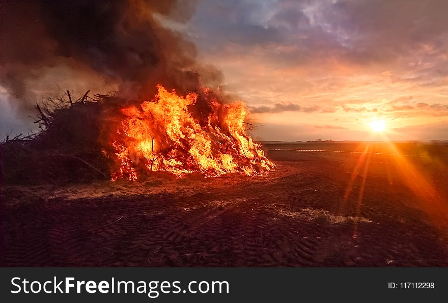 Bonfire during Sunset