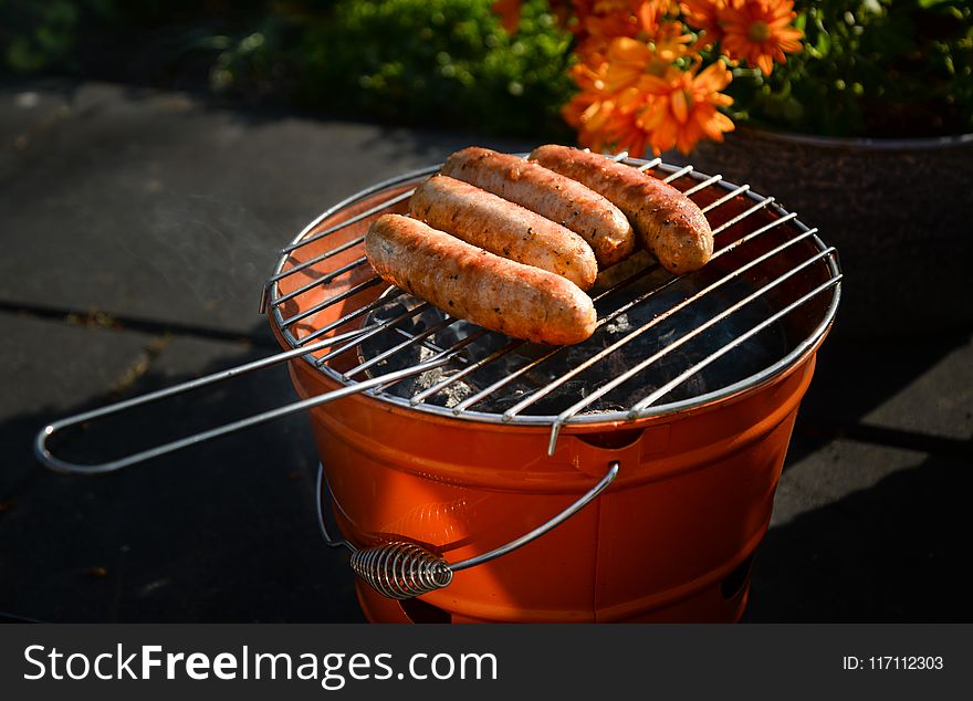 Charcoal Grill With Sausage