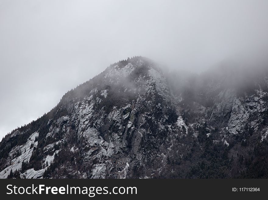 Greyscale Photography of Mountain
