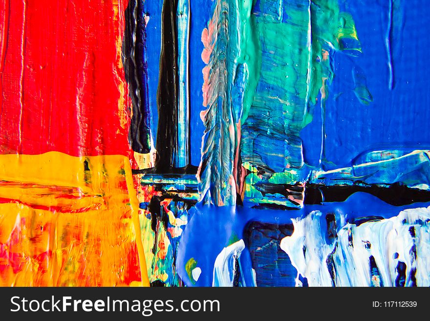 Red, Yellow, Blue, and Red Abstract Painting