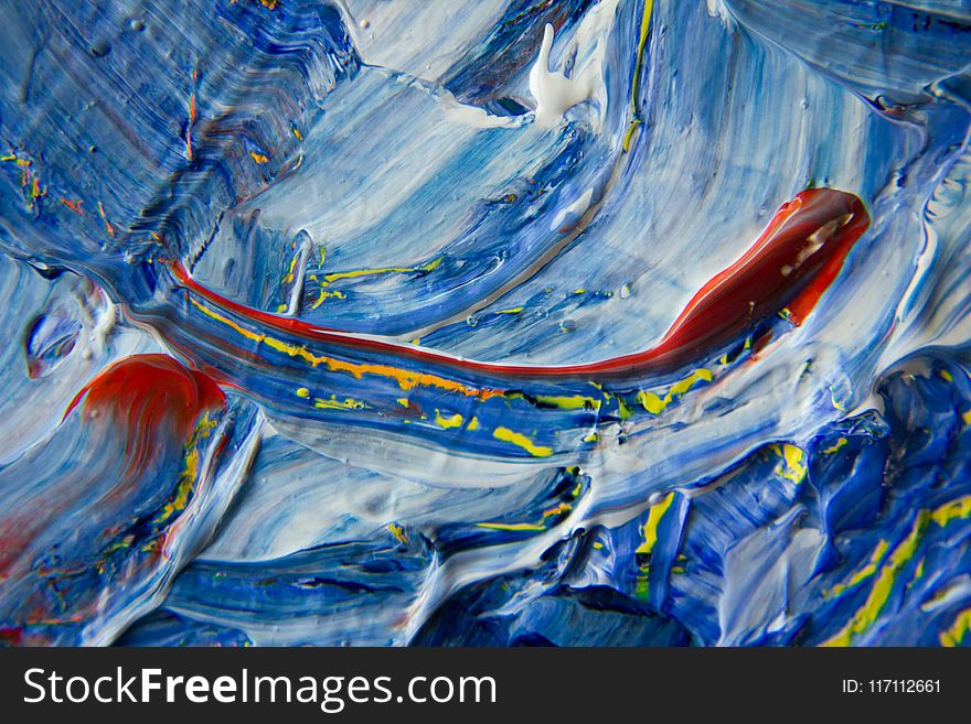 Blue, Yellow, and Red Abstract Painting