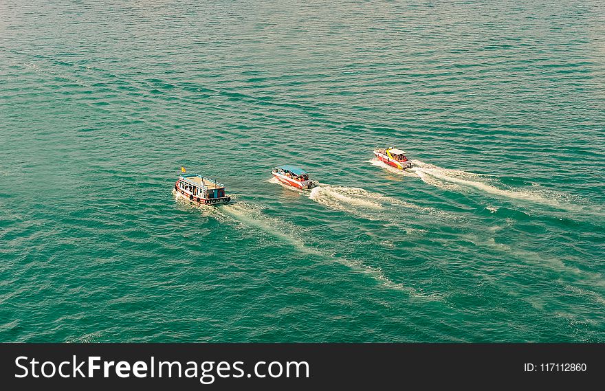 Three Speedboats Aerial Photography