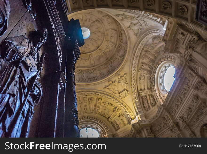 Sculpted Ceilings Of The Cathedral In Sevilla