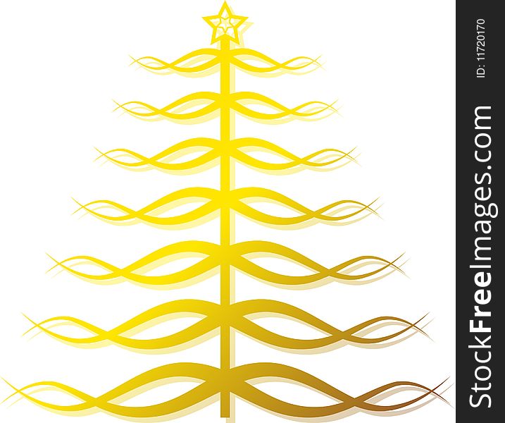 Decorative golden christmas tree drawing perfect for holiday and seasonal designs. Decorative golden christmas tree drawing perfect for holiday and seasonal designs