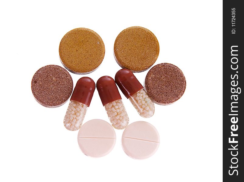 Four different type of capsules and tablets