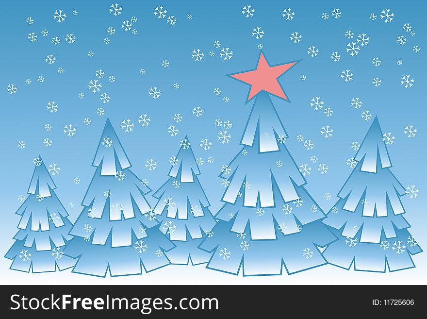 Vector illustration of Christmas Trees