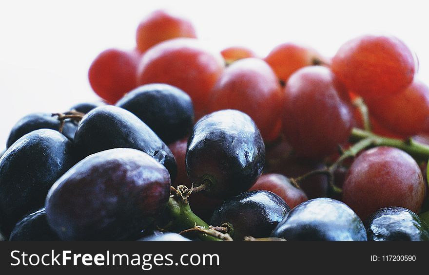 Red Grapes in Closeup Photography