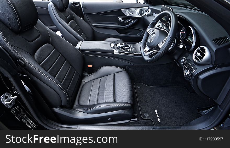 Black Mercedes Benz Sports Car Interior