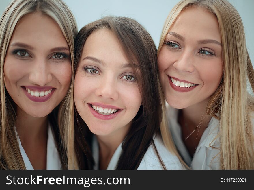 Closeup Portrait Of Three Nurses.