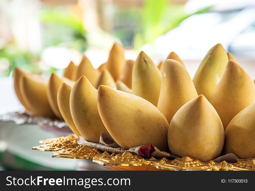 Thai mango on a fruit platter