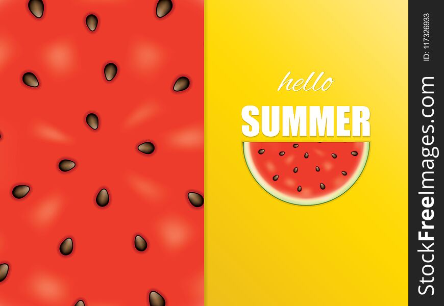 Vector illustration of watermelon, minimal summer concept background. Vector illustration of watermelon, minimal summer concept background