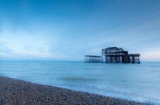 Old Brighton Pier Viewed From The Beach Stock Photo