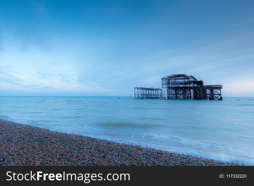 Old Brighton Pier Viewed from the Beach