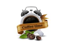 Coffee Time. Cup Of Black Coffee And Coffee Bean Isolated On White Background Royalty Free Stock Photo