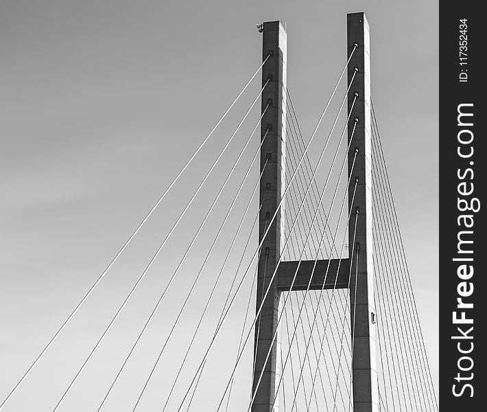 Gray Concrete Bridge In Grayscale Photography