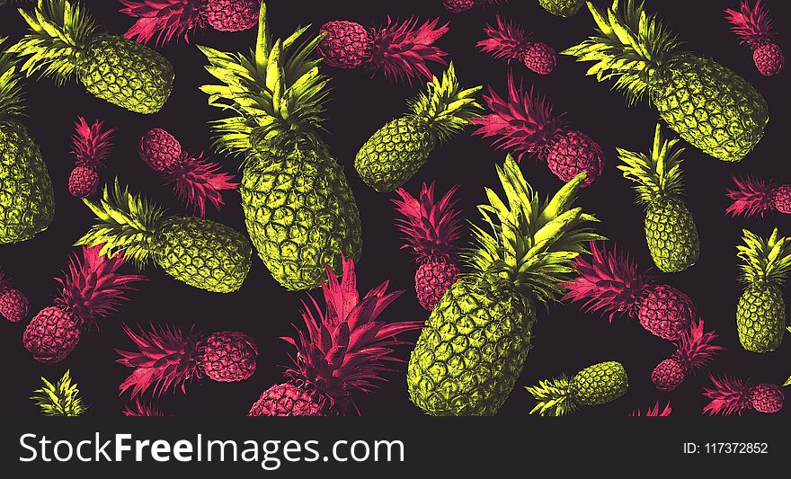 Abstract background with multi-colored pineapple, neon light. Abstract background with multi-colored pineapple, neon light