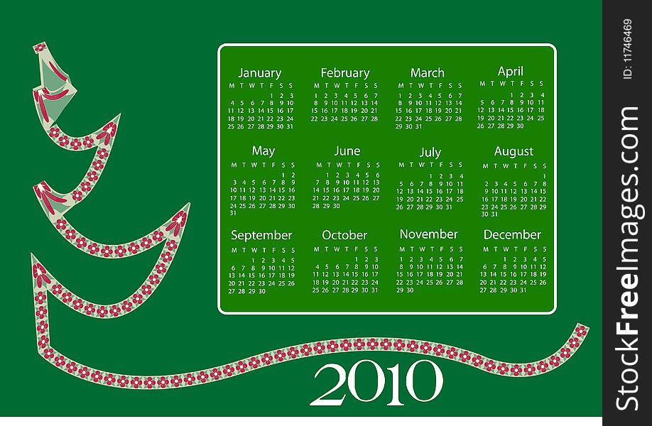 A calendar for 2010 and 2021 with background