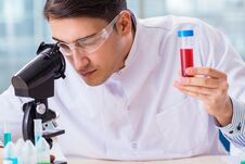 The Male Chemist Working In Lab Royalty Free Stock Photo