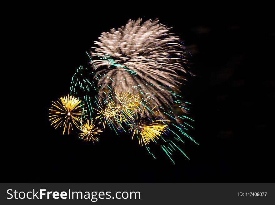 Evening fireworks in honor of a holiday the Victory Day