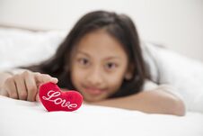 Small Girl With Love Heart.Childhood And Happiness. Valentines D Royalty Free Stock Images