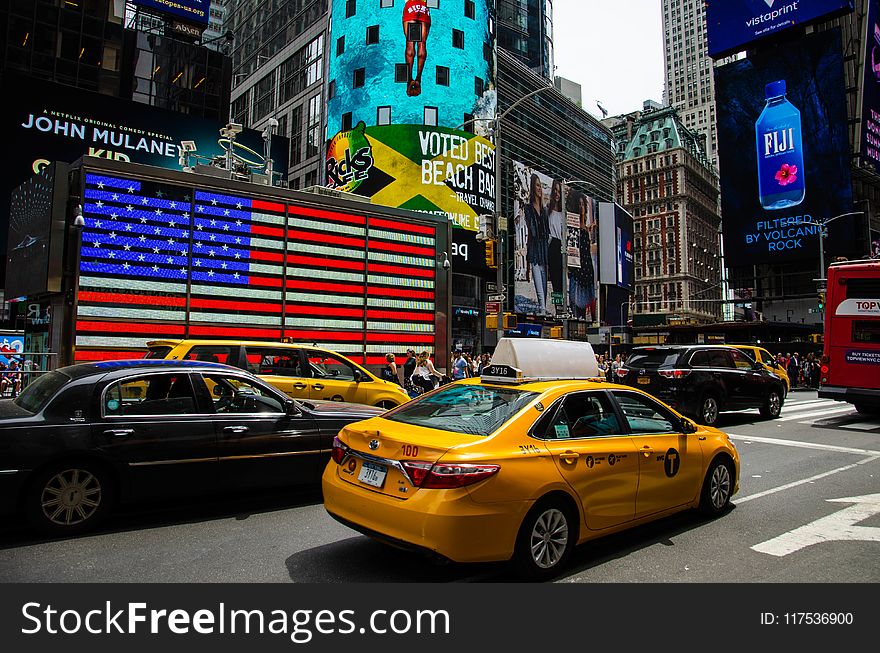 Yellow Taxi in Time Square, New York
