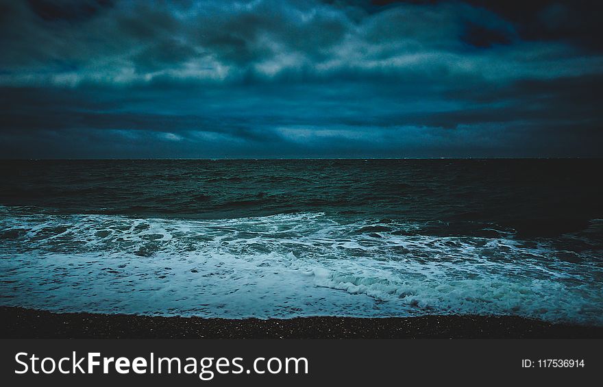 Seashore During Night Time