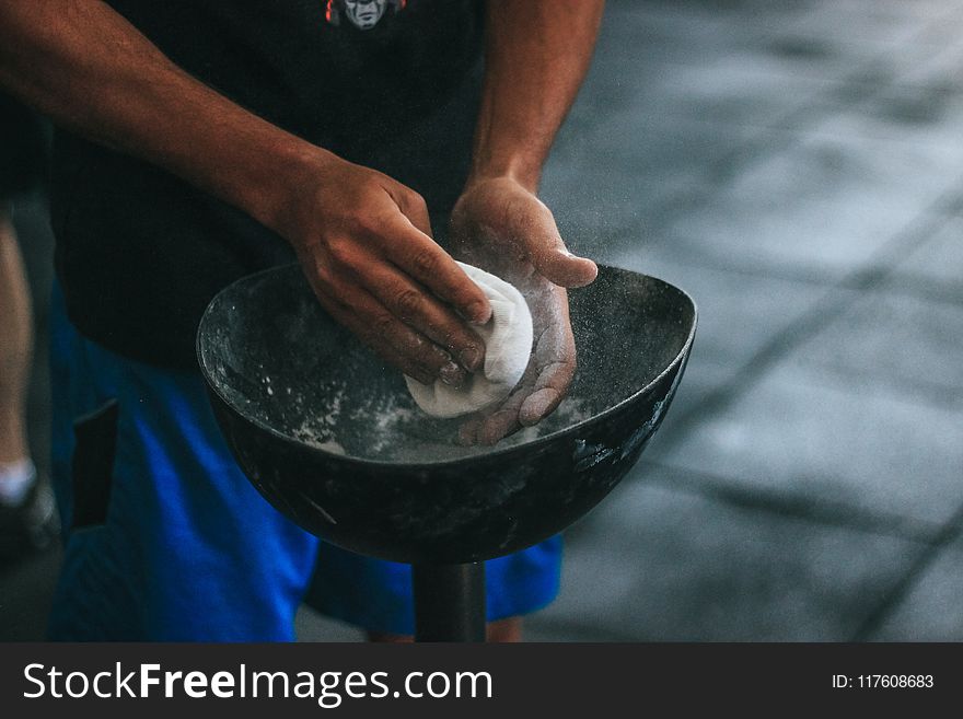 Person Holding White Dough