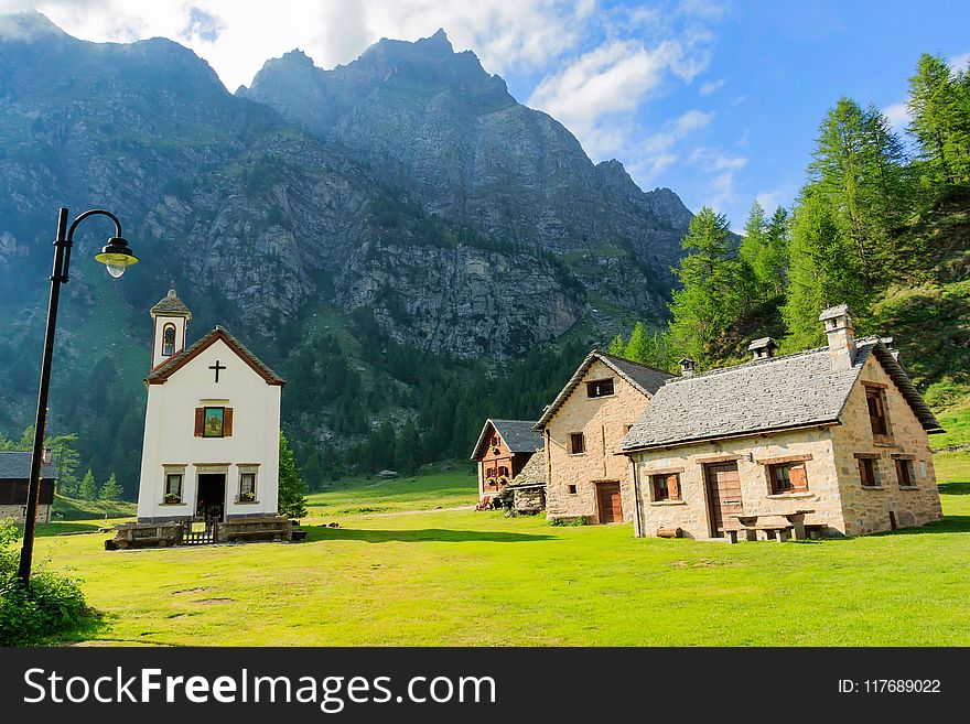 Three Houses Near Chapel Below Valley