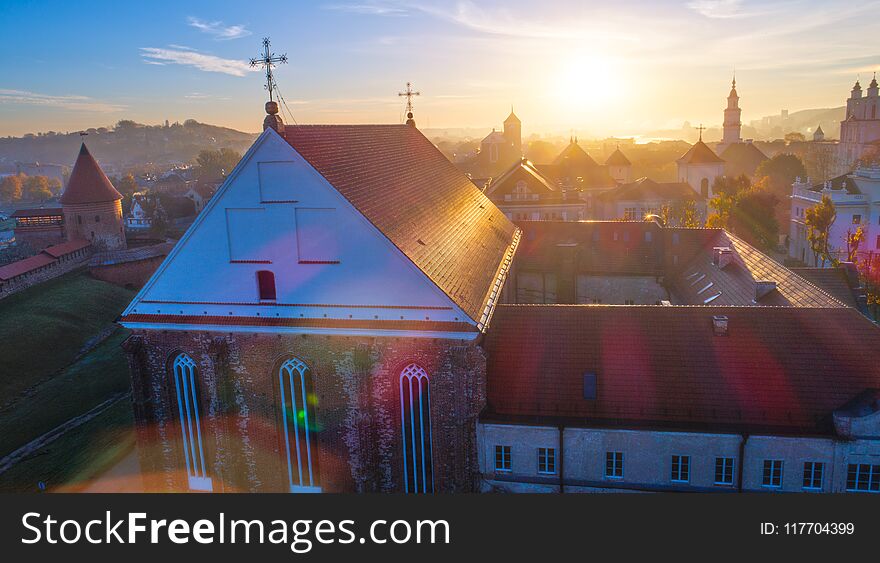 Sunrise over city. morning landscape