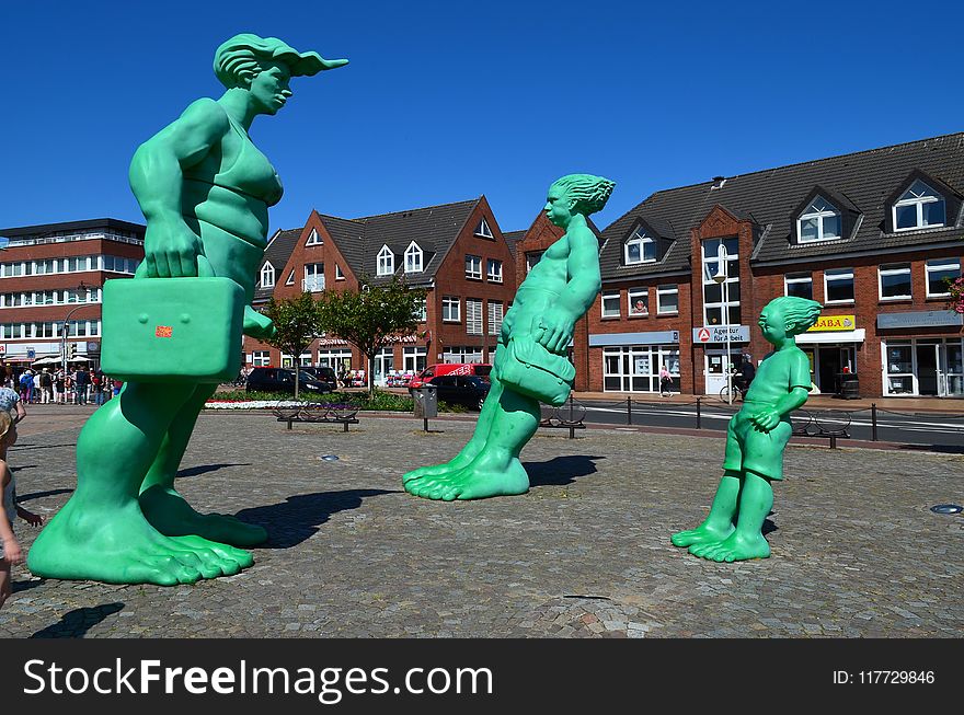 Green, Statue, Sculpture, Fun