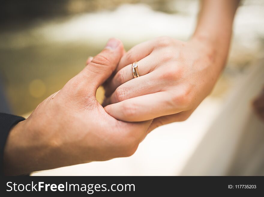 Wedding Couple Bride And Groom Holding Hands