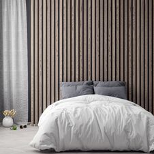 Mock Up Poster In Bedroom Interior Background With Wood Wall Planks, 3D Illustration Stock Photography Mock Up Poster In Bedroom Interior Background With Wood Wall Planks, 3D Illustration Stock Photography