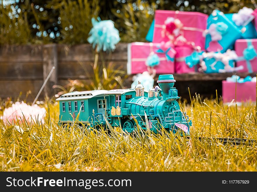 Teal Train Toy