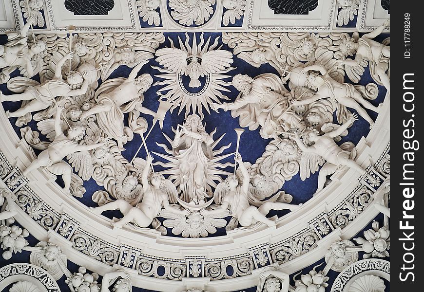Stone Carving, Material, Blue And White Porcelain, Pattern