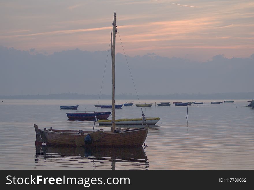 Calm, Sky, Boat, Sailboat