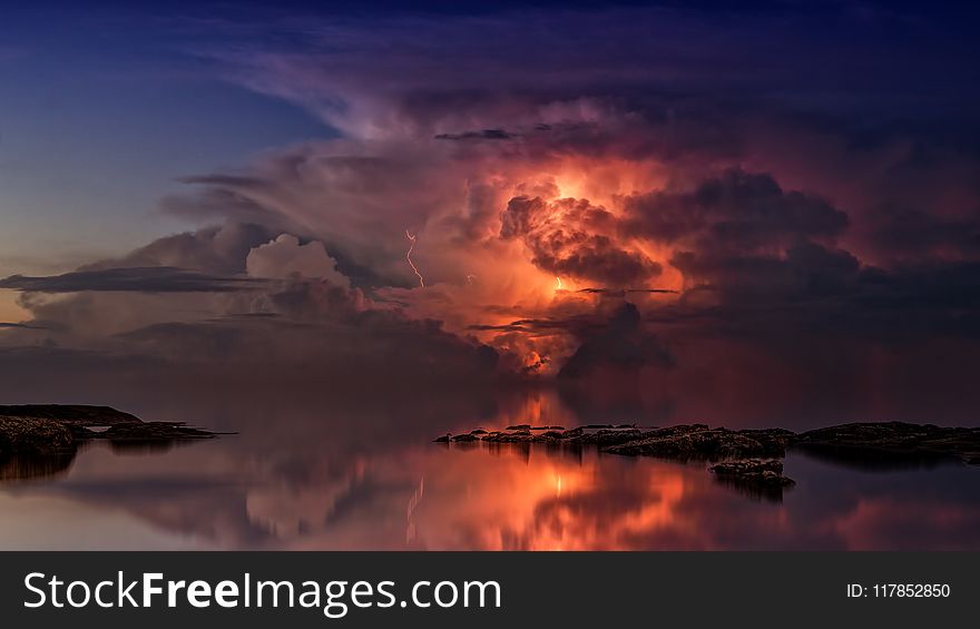 Reflection of Clouds on Body of Water