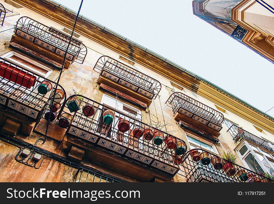 Plant Pots On Metal Balcony