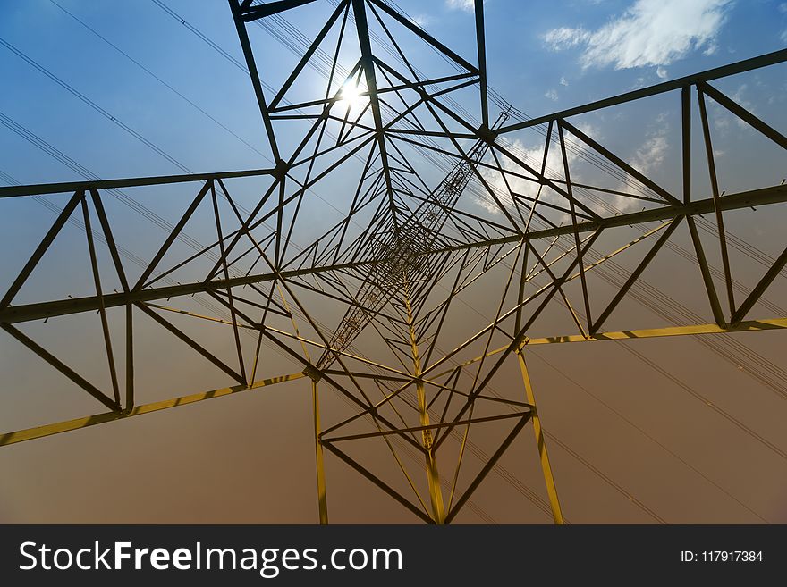 Low Angle Photography of Transmission Tower