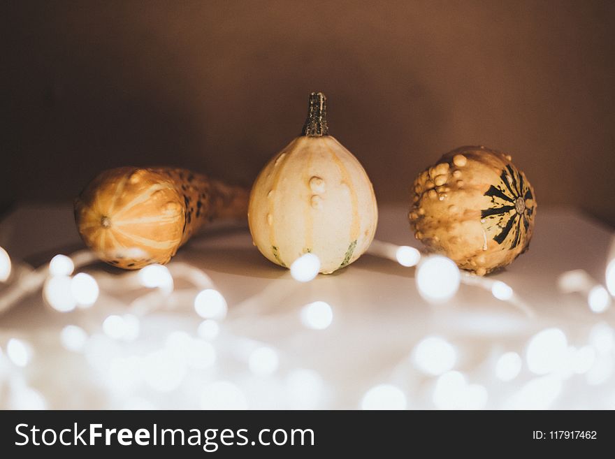 Selective Focus Photography of Three Gourd Vegetables